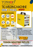 Toshon TIG 200M MOSFET 200A Single Phase DC TIG & MMA Inverter Welding Machine