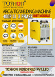 Toshon TIG 400P IJ IGBT Inverter ARC & TIG Welding Machine| 400A | 3 Phase | AC 415V