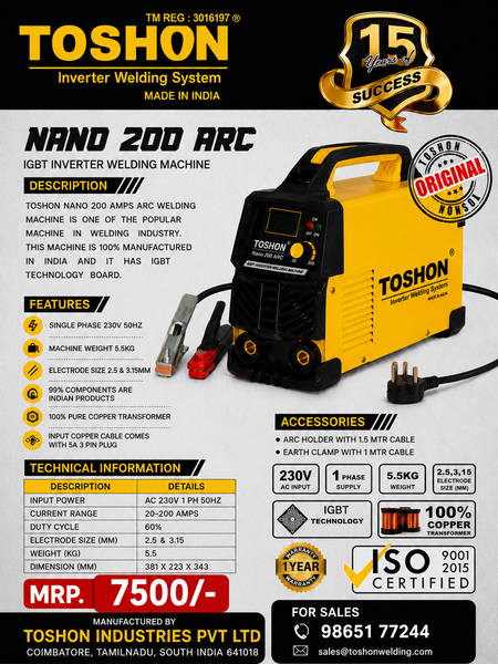 TOSHON Nano 200 ARC IGBT Inverter Welding Machine