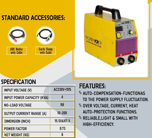 Toshon ARC 200 Single Phase Mosfet Welding Machine